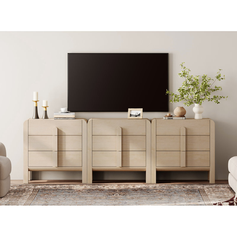 Meuble télé 9 tiroirs Adora Modern, Beige