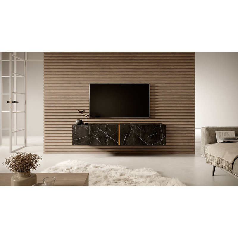 Aadityaram TV Stand Fireplace, Black
