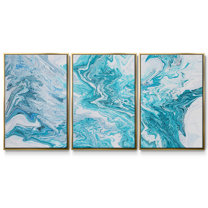 Tide Pool - Toile encadrée multi-pièces, H 40 po x l 78 po, Encadrement doré