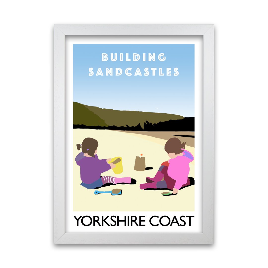 Poster Sandburgen bauen Yorkshire Küste von Richard O'Neill