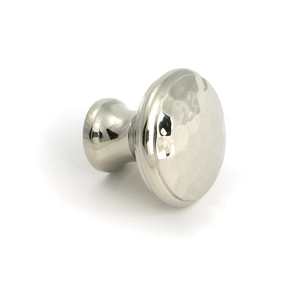 Hammered Round Knob, 1.18" Knob Diameter, Polished Nickel