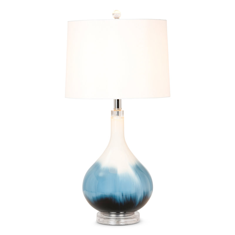 Ombre - 28" Blue Tone Glass Table Lamp - Set of 2 - Blue, White Finish