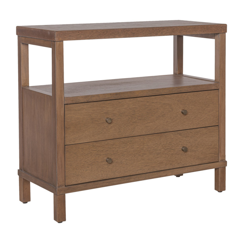 2-Drawer Wood Nightstand, Brown, Brown