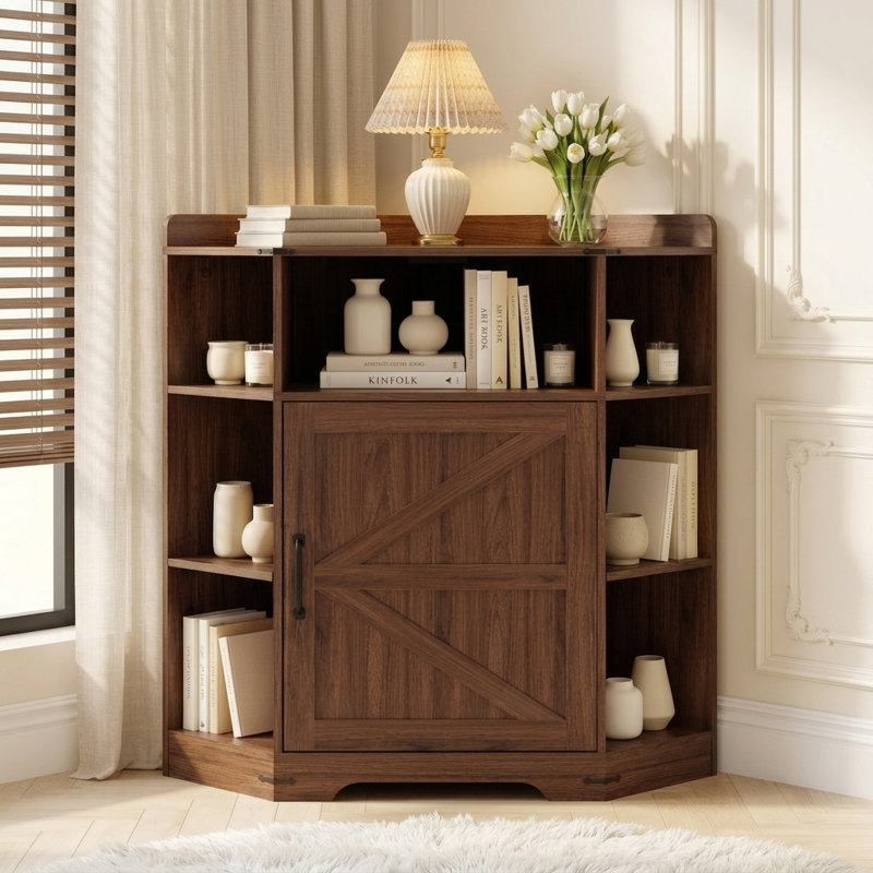 Armoire d'angle avec station de charge, Walnut