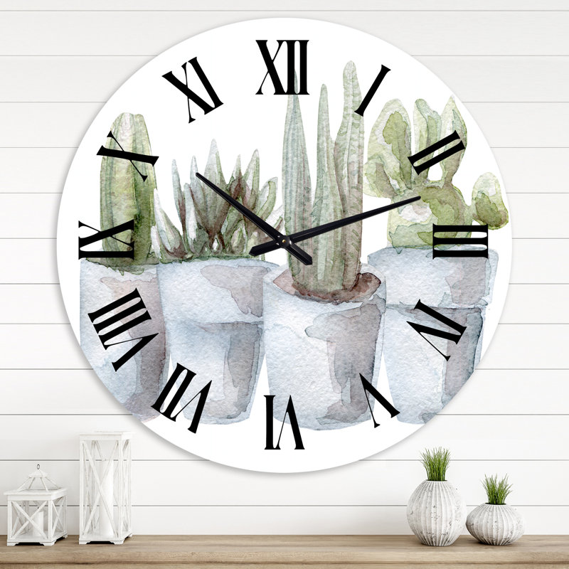 Cactus et plantes grasses V - horloge murale, Surdimensionné