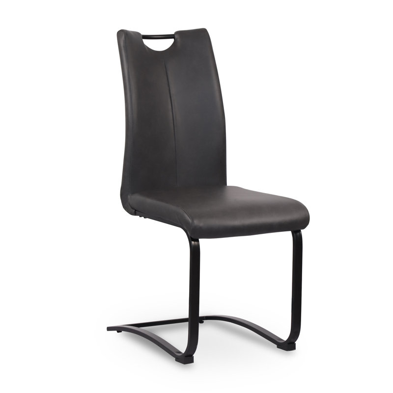 Alioth Faux Leather Upholstered Dining Chair, Dark Grey