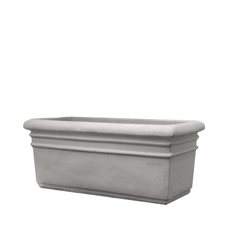 32 in. Rectangular Banded Planter - Natural Finish - Grey