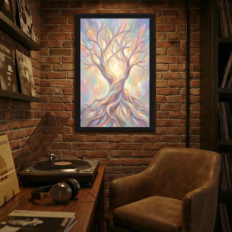 Abstrait arbre coloré avec des racines et des branches torsadées, H 18 po x l 12 po