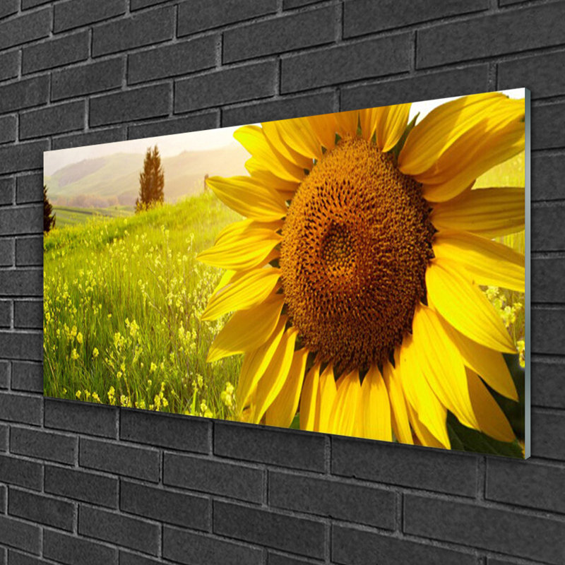 Floral Sunflower - No Frame Print on Glass