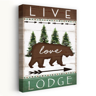 Live Love Lodge, art abstrait de la faune, paysage contemporain