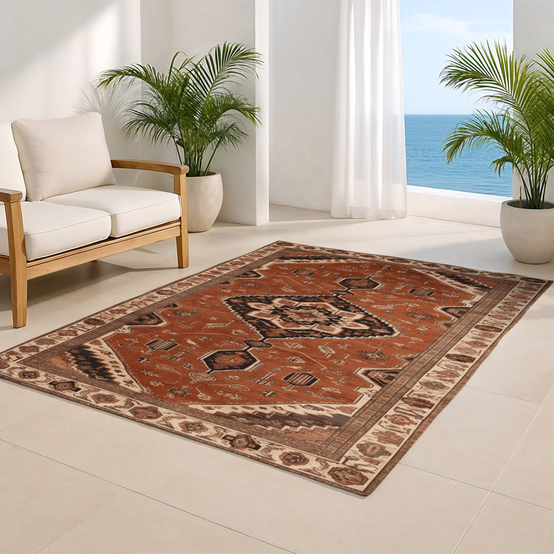 Tapis d'intérieur et d'extérieur brun Persian, Rectangle 4pi x 6 pi