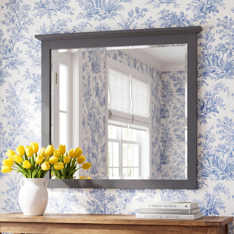 Monza Wood Rectangle Wall Mirror, Raven Black