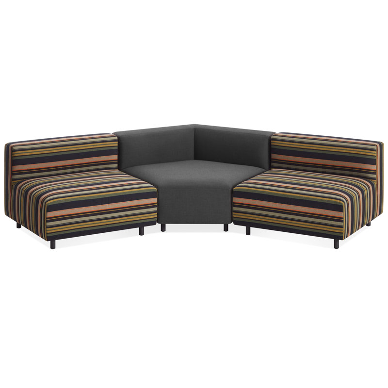 9 Yard 118'' Wide Curved Powder Coated Steel Patio Sectional with Cushions, Coal Sunbrella®