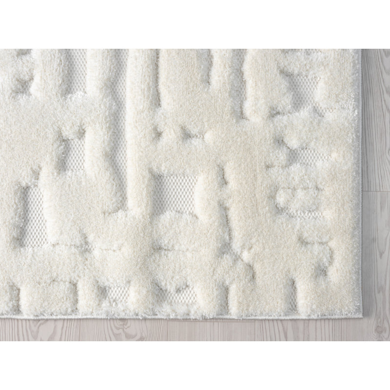 Oheneba Collection Modern Abstract Cream Area Rug, Rectangle 8' x 11'