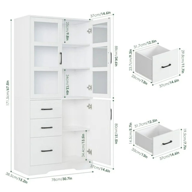 Nikodem Storage Bookcase, White