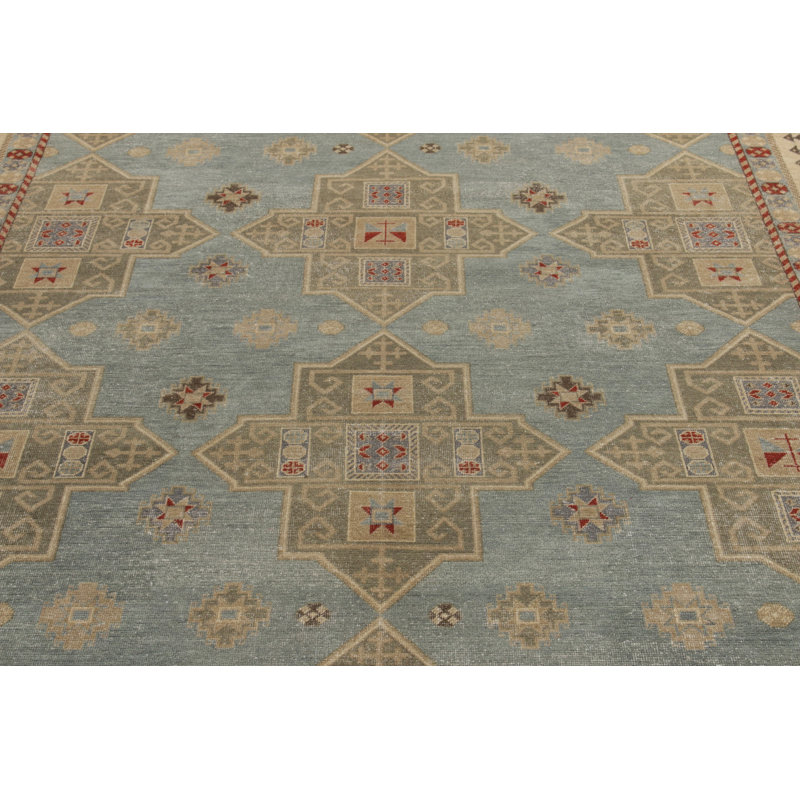 Distressed Homage Hand Knotted Wool Abstract Area Rug, Rectangle 10' x 14'