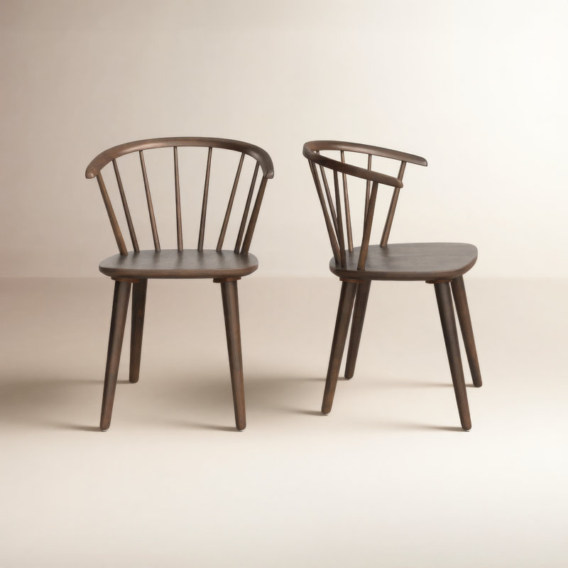 Chaise de salle à manger en bois massif Sheffield, Noyer foncé