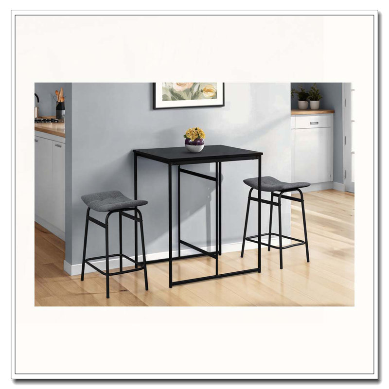 Barstool, Counter Height, Set Of 2,, Black