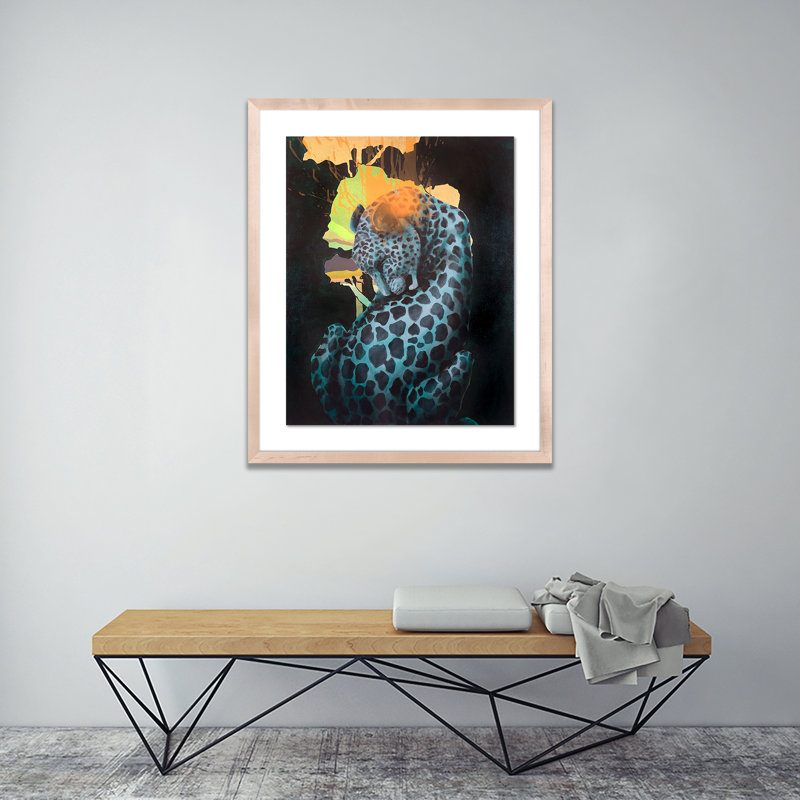 Blue Leopard Print by Sarah Edwards, 40" H x 33" W x 2.5" D, Natural