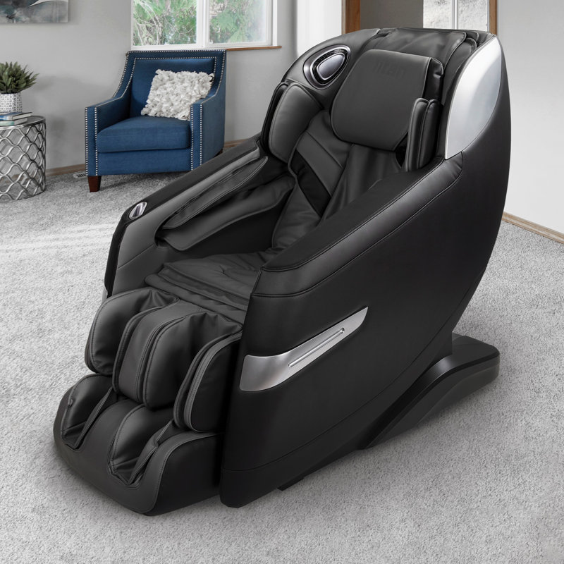 Quantum 3D Massage Chair, Black Faux Leather, Black