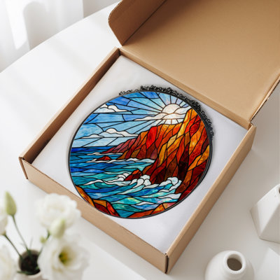 Panneau de vitrail 12 "H Ocean Cliff