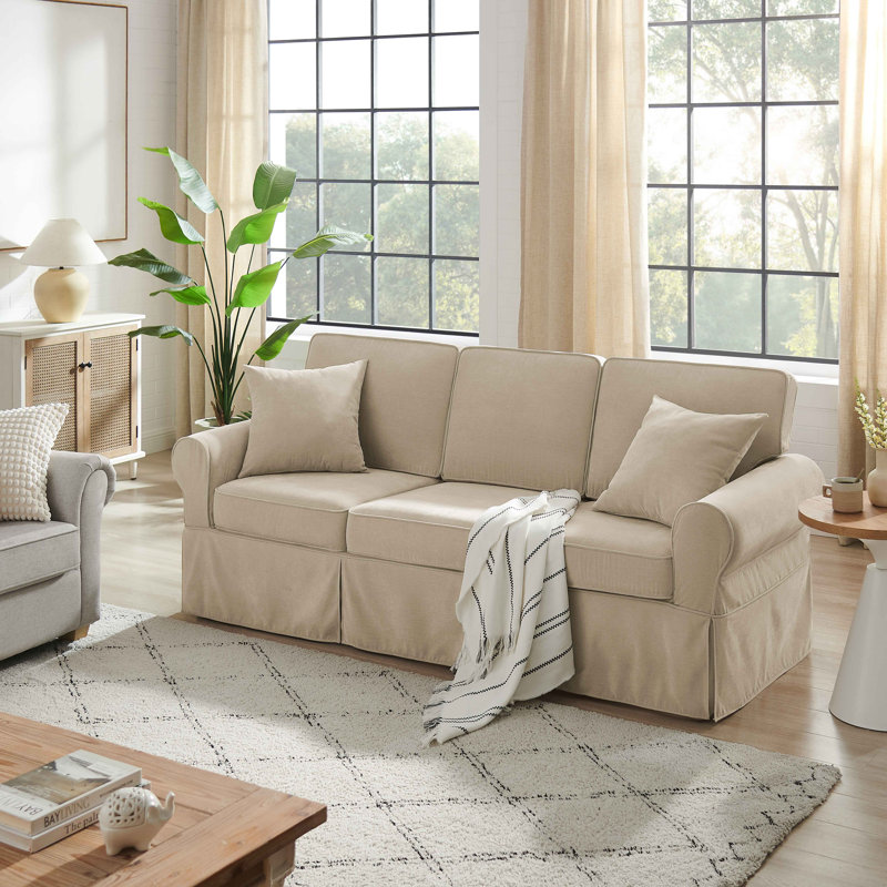Fiona 222Cm Flared Arms Sofa, Sand
