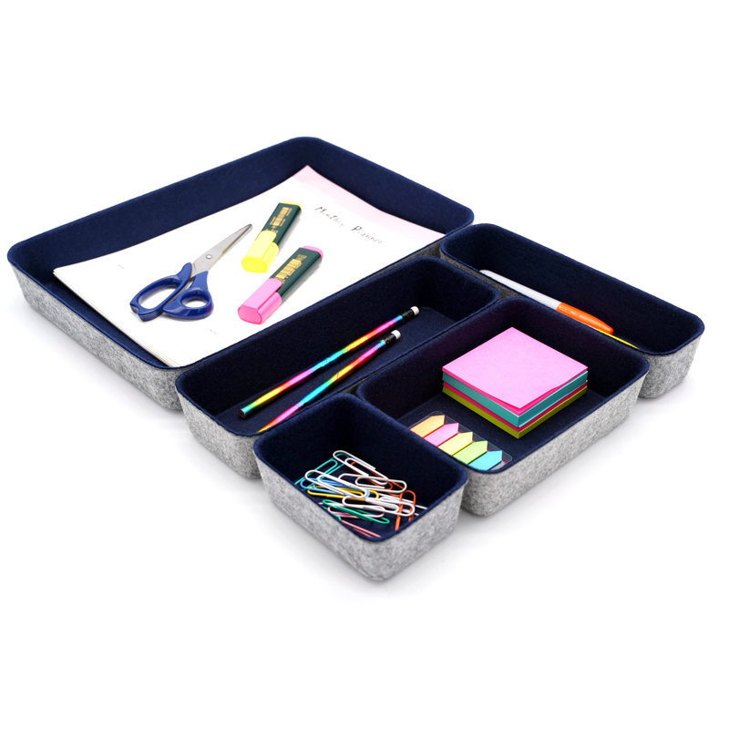 2.2'' H x 13.6'' W x 9.6'' D Office Drawer Organizer, Navy