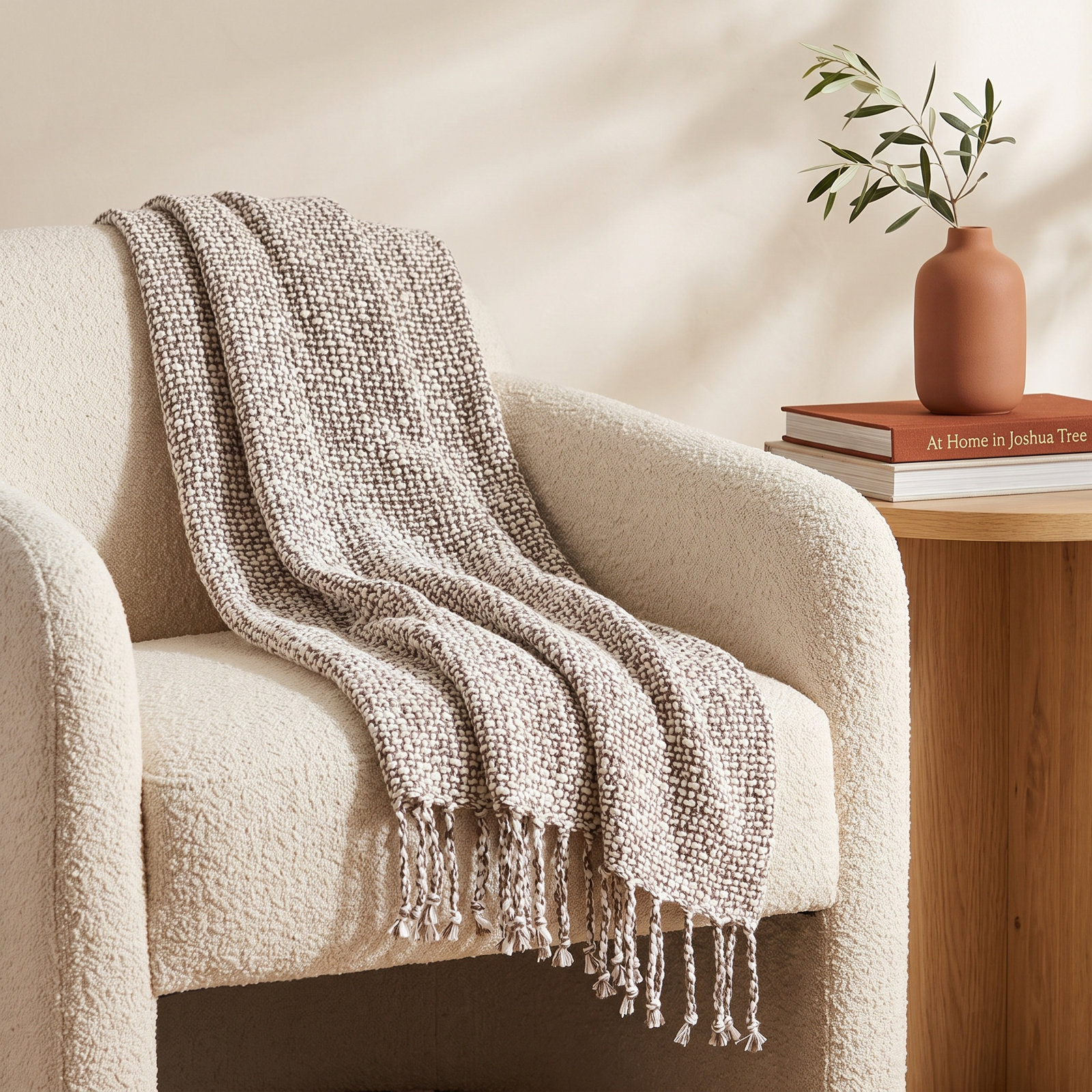 McKellen Cotton Throw Blanket, Fawn