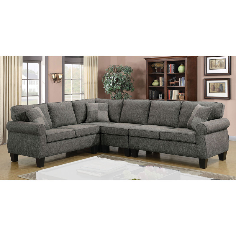 Modulaire réversible large 106,75 po Roger, Mélange de polyester gris foncé