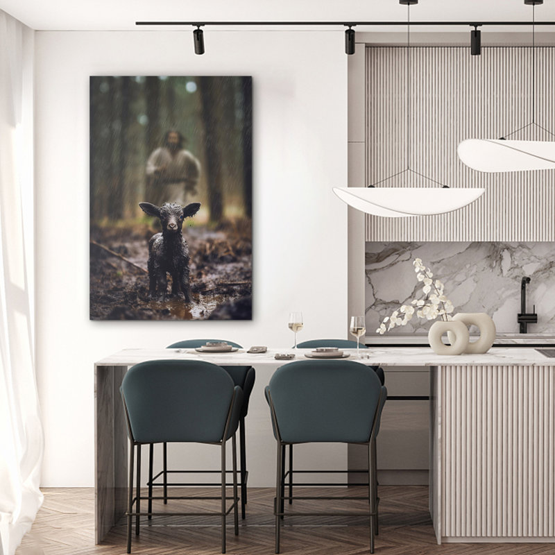 «Jesus and Lamb on Canvas» par Jesus, reproduction, H 48 po x l 32 po x P 1,5 po