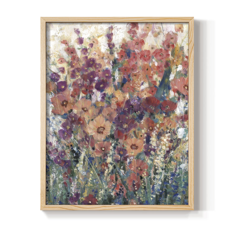Sunlit Flowers I Framed Print - Solid Wood, Natural, 21" H x 17" W