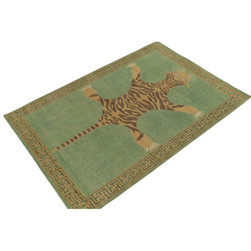 Distressed Homage Hand Knotted Wool Animal Print Area Rug, Rectangle 9' x 12'