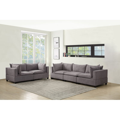 Ensemble de canapé-lit en tissu gris clair Madison