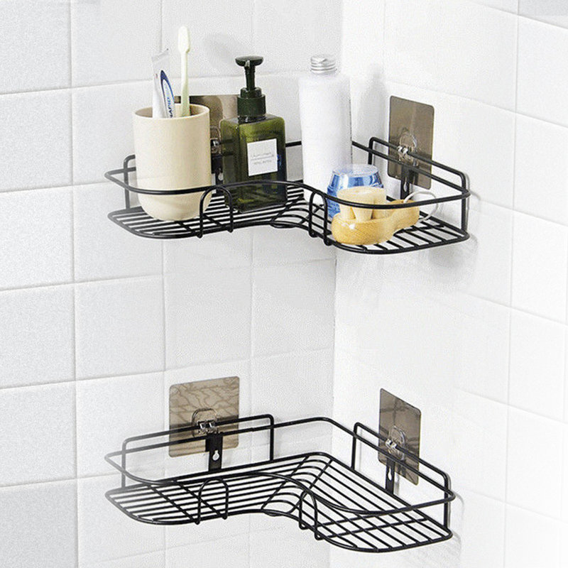  Kylis Corner Shower Caddy with 11lbs Capacity Per Shelf No-Drill Adhesive Mount Rustproof
