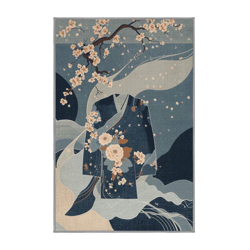 Tapis floral moelleux doux et moelleux traditionnel gris, 6 X 9