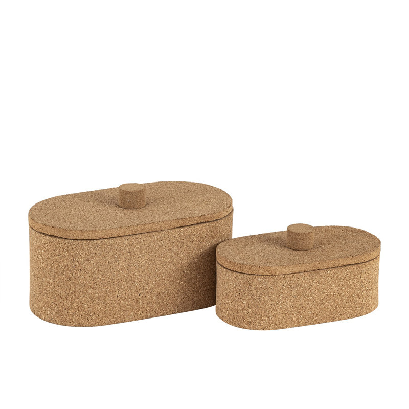 Boîte ovale en liège, H 3,75 po x l 4,25 po x P 7,75 po