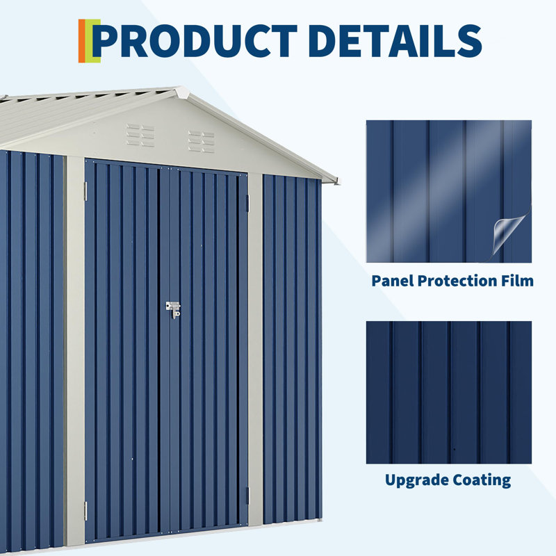 Abri de jardin métallique verrouillable 3 x 3 m (10 x 10 pi) résistant aux intempéries pour le rangement extérieur d'outils et de matériel de jardinage.