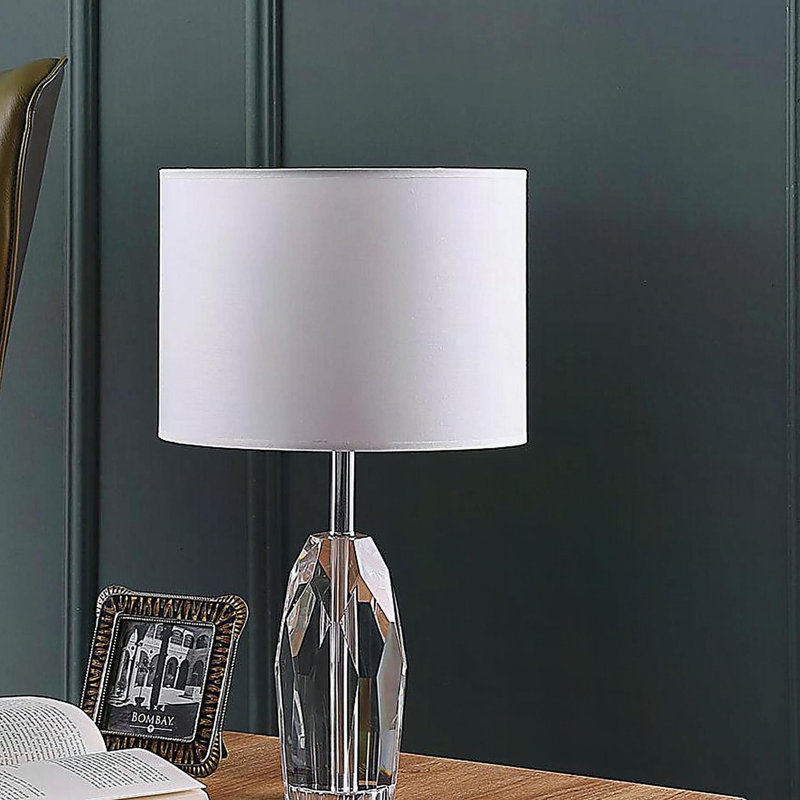 19" Dodecahedron Solid Crystal Prism Table Lamp in Chrome Silver
