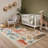 Safari Jungle Animals & Botanical Kids Area Rug, Machine Washable, Inspired Faux Wool - High-Rebound Foam & Non-Slip Backing-613450652