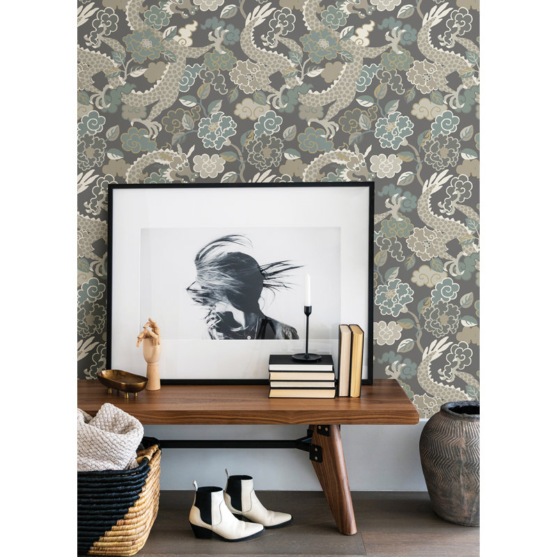 Keiundra Floral Wallpaper Roll, Gray