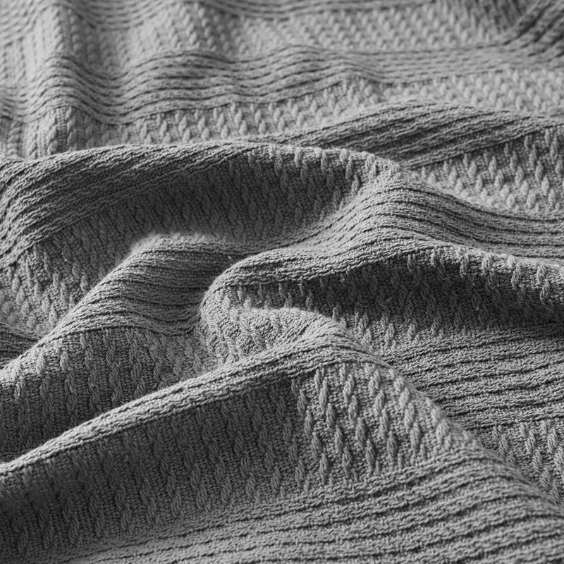 Nautica Rope Stripe Cotton Blanket, Gray, Queen