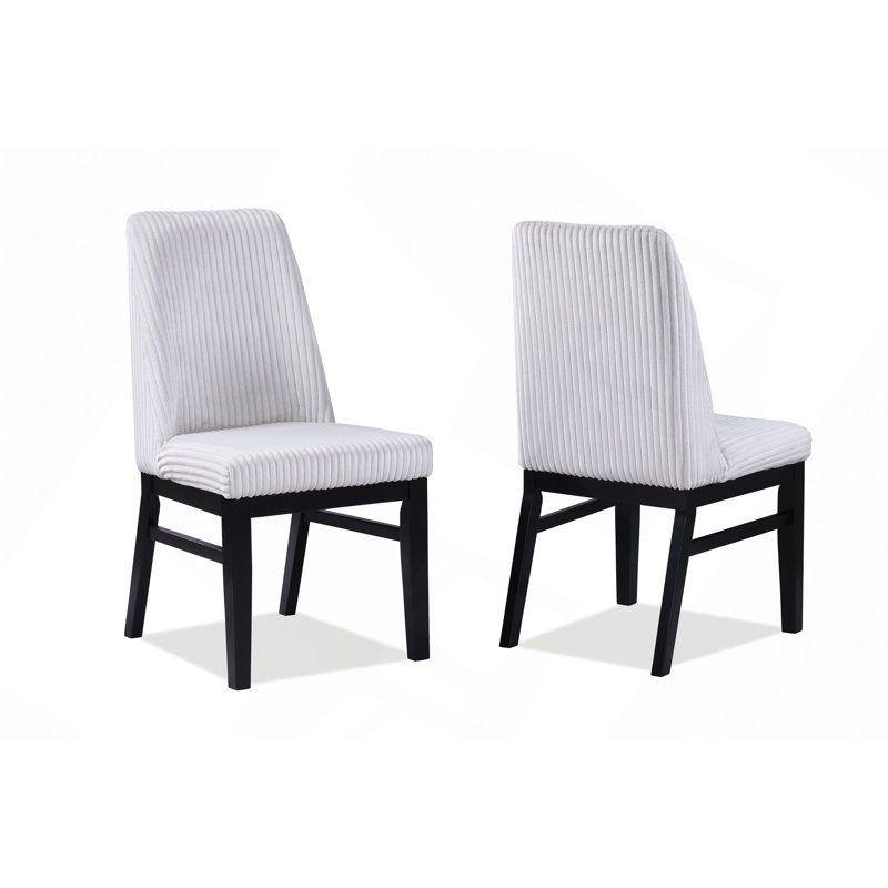 Chaise d'appoint rembourrée en tissu texturé 2pc, Blanc