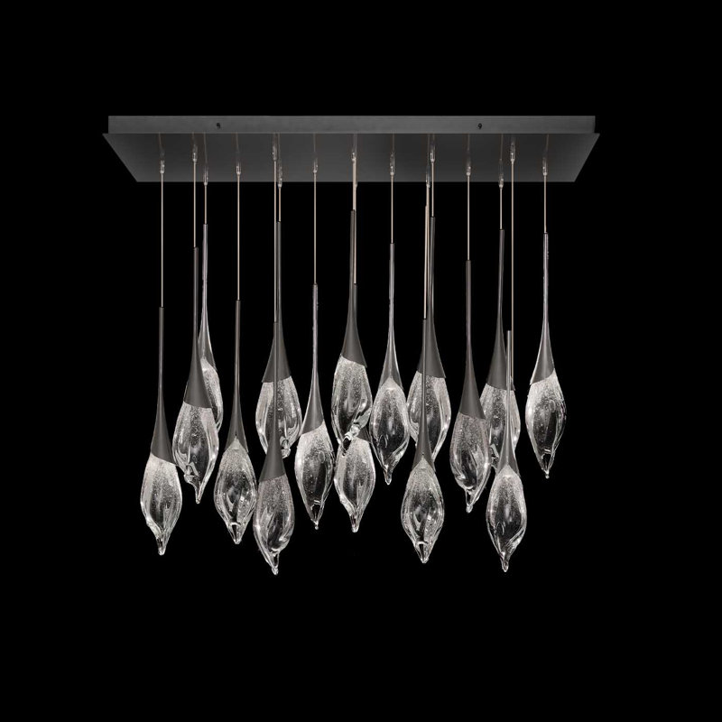 Mayu 54"W Rectangular Low Pendant, Midnight Steel