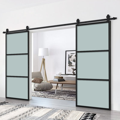 72'' x 84'' Hollow Glass without Installation Hardware Kit Barn Door