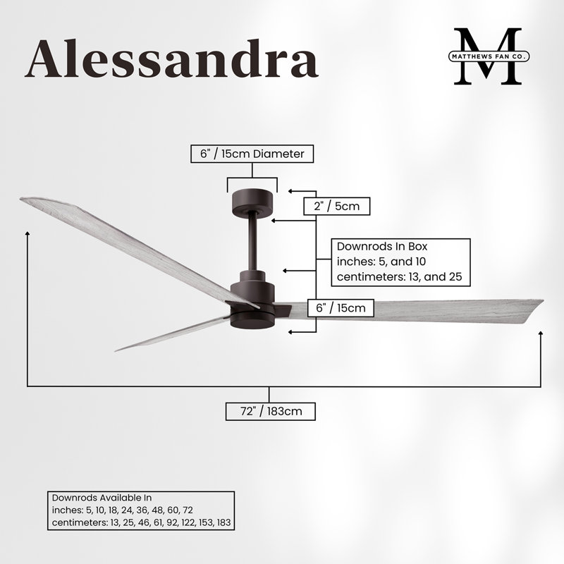 Alessandra Outdoor Downrod Ceiling Fan, Textured Bronze, Barn Wood Tone