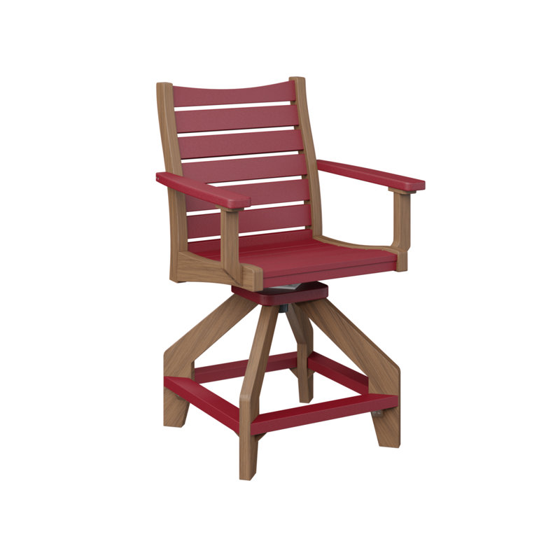 Chaise de comptoir pivotante Berlin Gardens Bristol, Rouge écarlate, Acajou antique