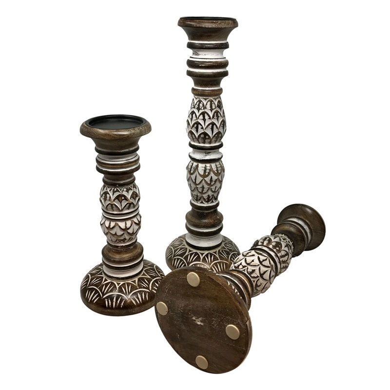 18'' H Wood Tabletop Candlestick