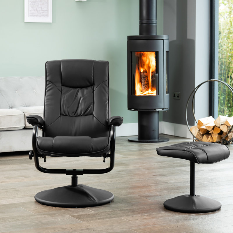 Oundle Swivel Based Based Recliner and Footstool - Cream, Black