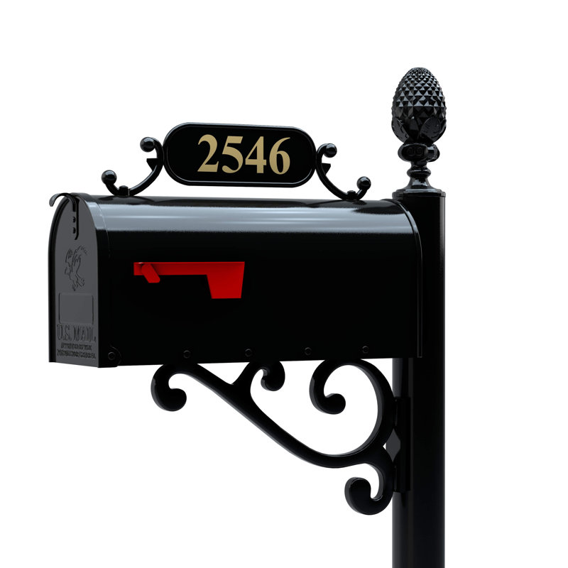 Boîte aux lettres personnalisée avec poteau et plaque minéralogique, H 8,75 po x l 6,25 po x P 18,75 po, Oui