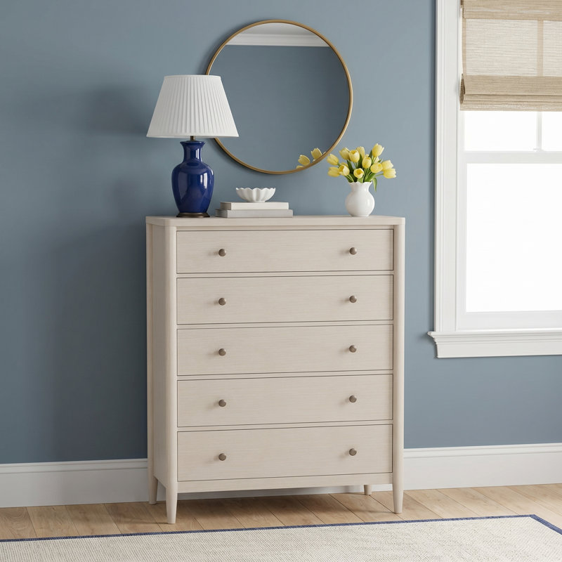 Shannen 40" W Solid and Manufactured Wood 5-Drawer Standard Dresser